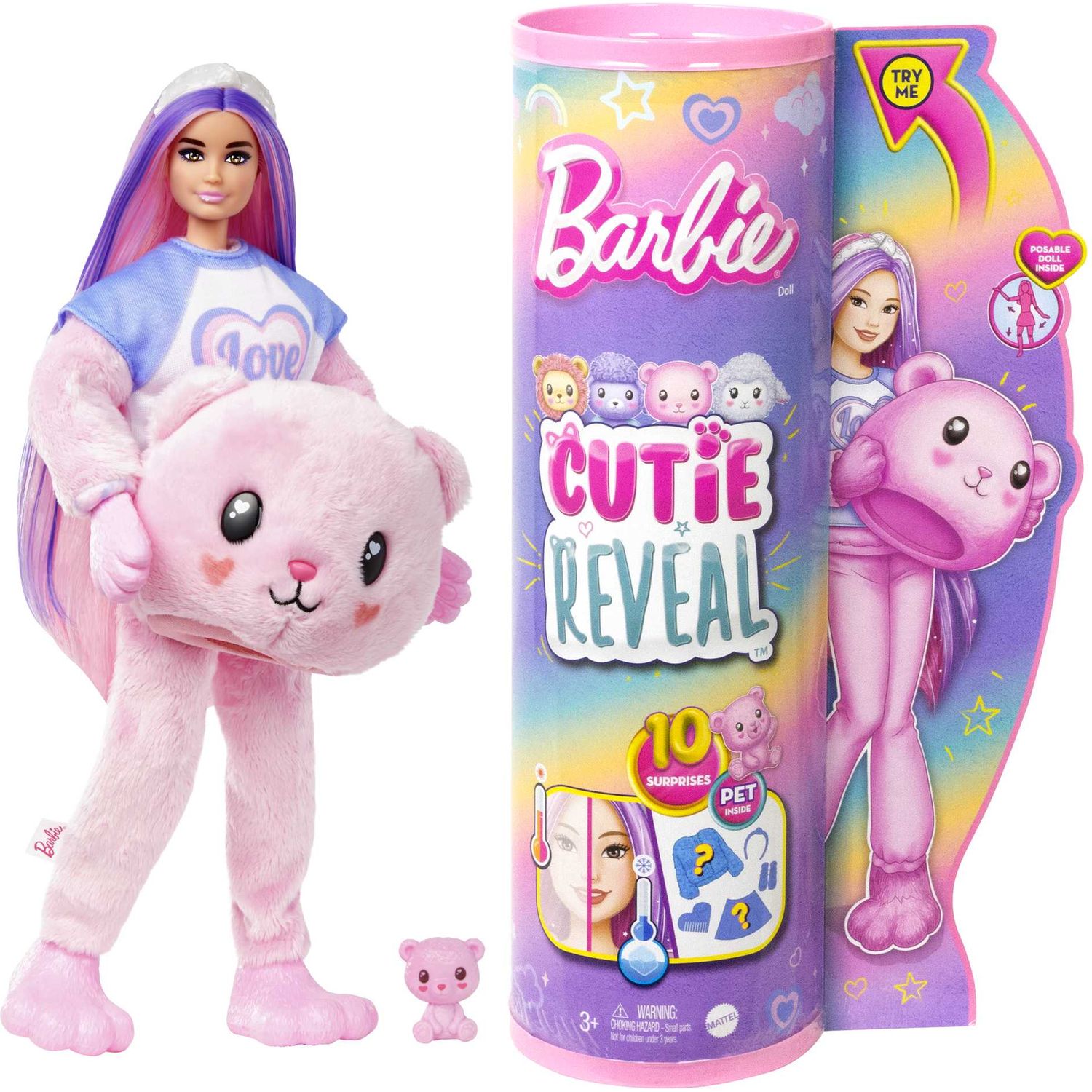 Кукла Barbie Cutie Reveal Мягкие и пушистые, в костюме медвежонка (HKR04) - фото 1