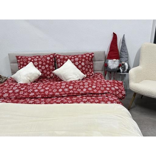 Комплект постельного белья Ecotton полуторный 15505 Снежинка на красном (24261) - фото 4