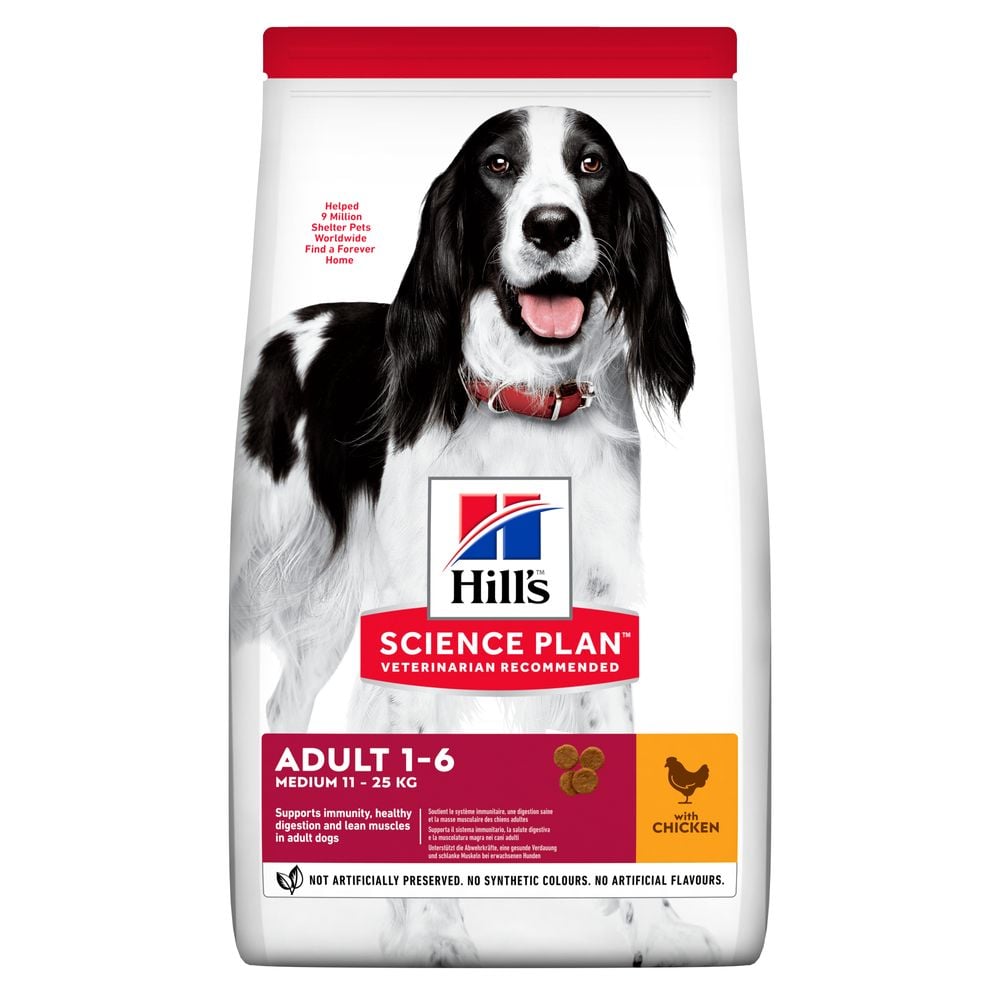 Сухой корм для взрослых собак средних пород Hill's Science Plan Adult Medium Breed, с курицей, 2,5 кг (604274) - фото 1