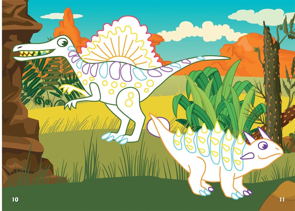 Перша розмальовка Кристал Бук Динозаври, з кольоровим контуром, з наклейками, 8 сторінок (F00023900) - фото 3
