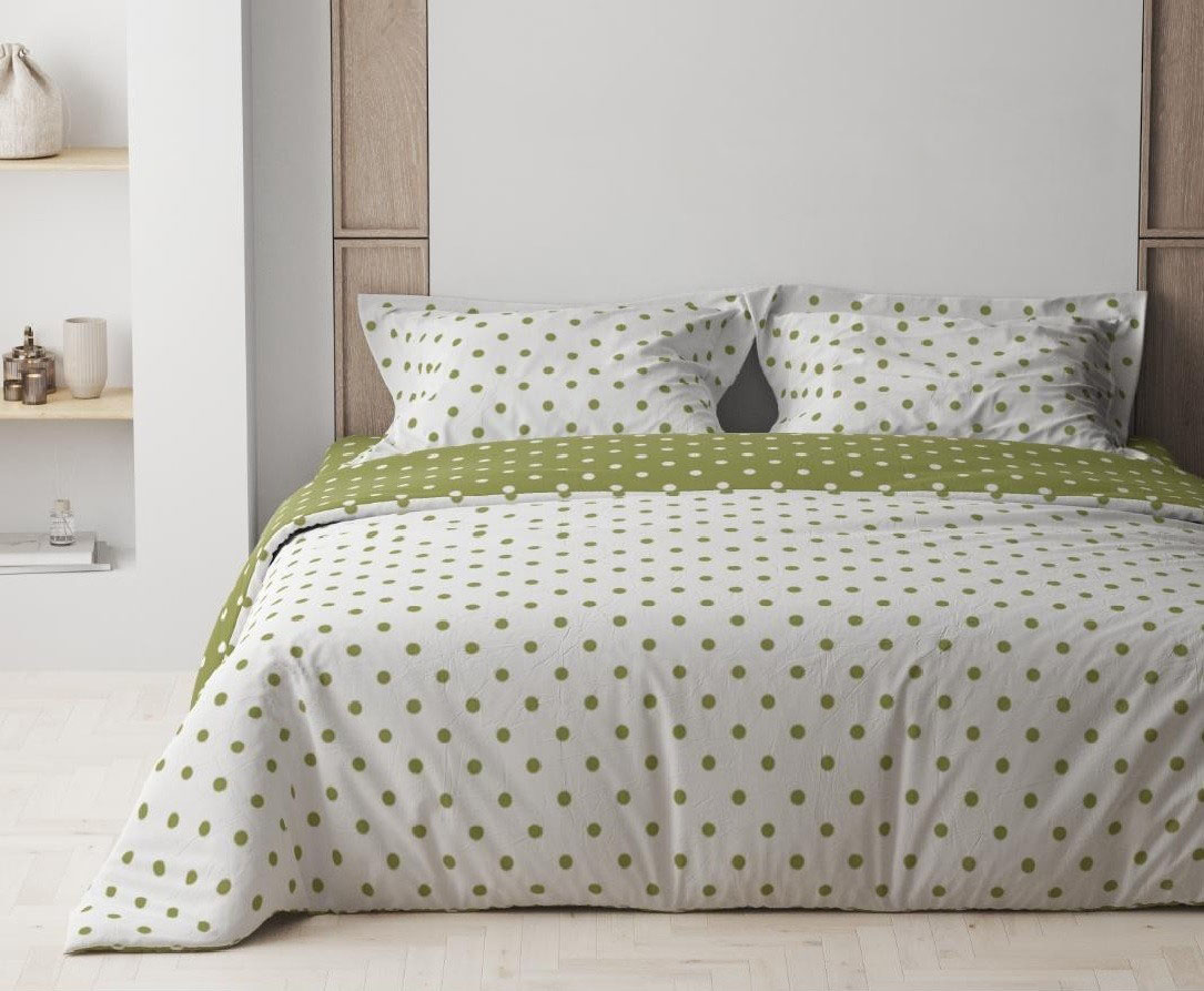 Комплект постельного белья ТЕП Happy Sleep Olive Dots семейный оливковый с белым (2-03797_25065) - фото 1