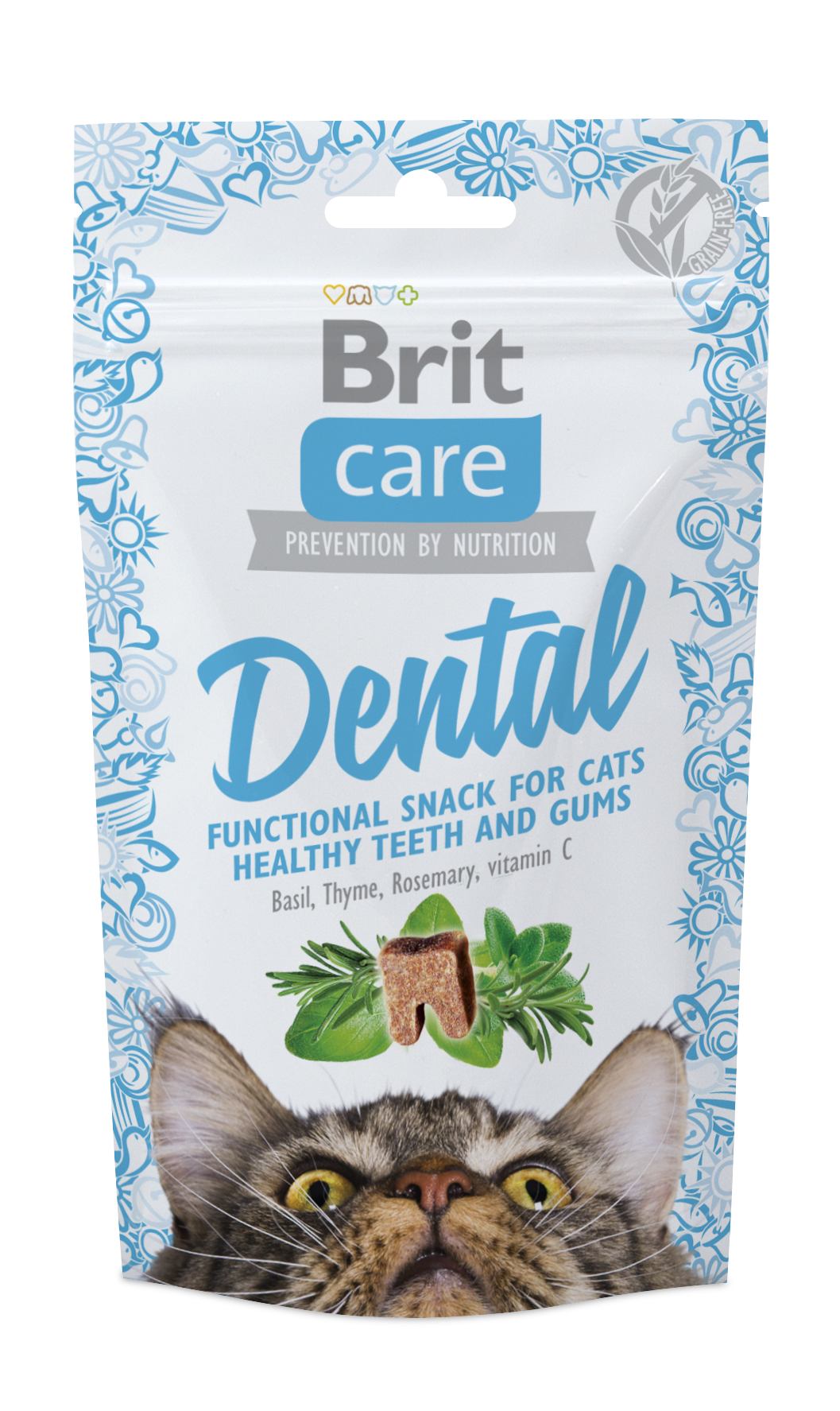 Беззерновое лакомство для кошек, для здоровья зубов и десен Brit Care Dental, с индейкой, 50 г - фото 1