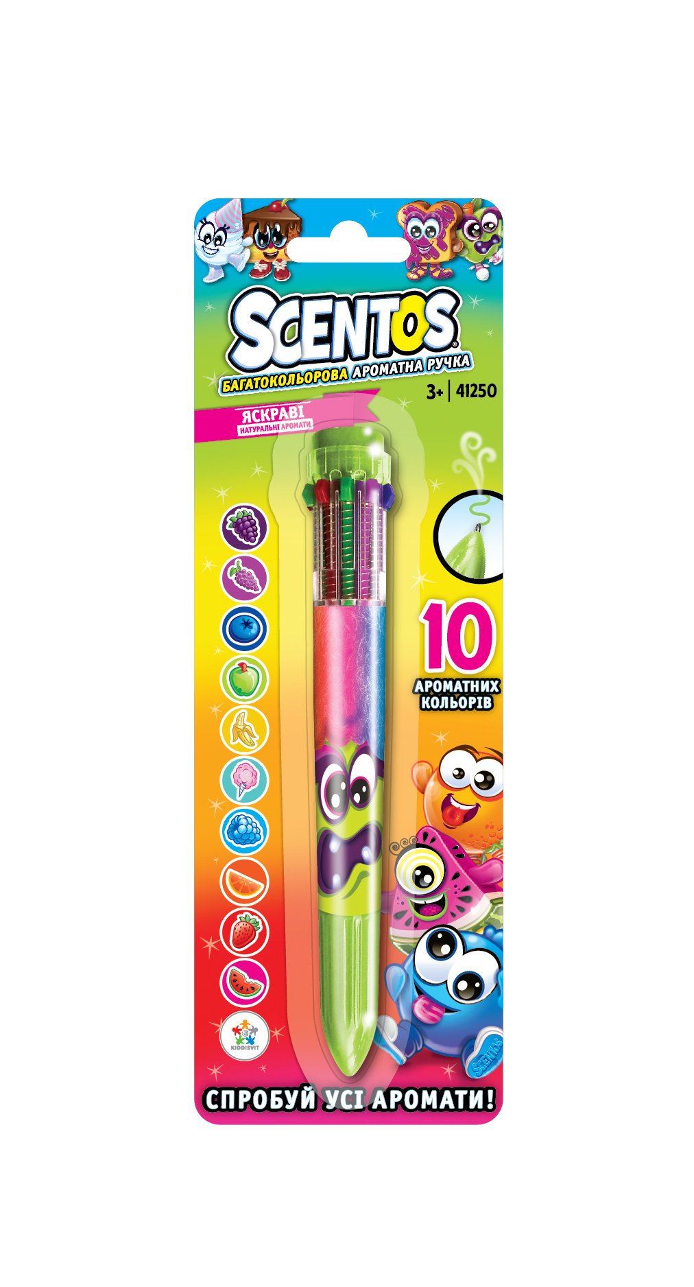 Многоцветная ароматная шариковая ручка Scentos Волшебное настроение, 10 цветов, зеленый (41250) - фото 1