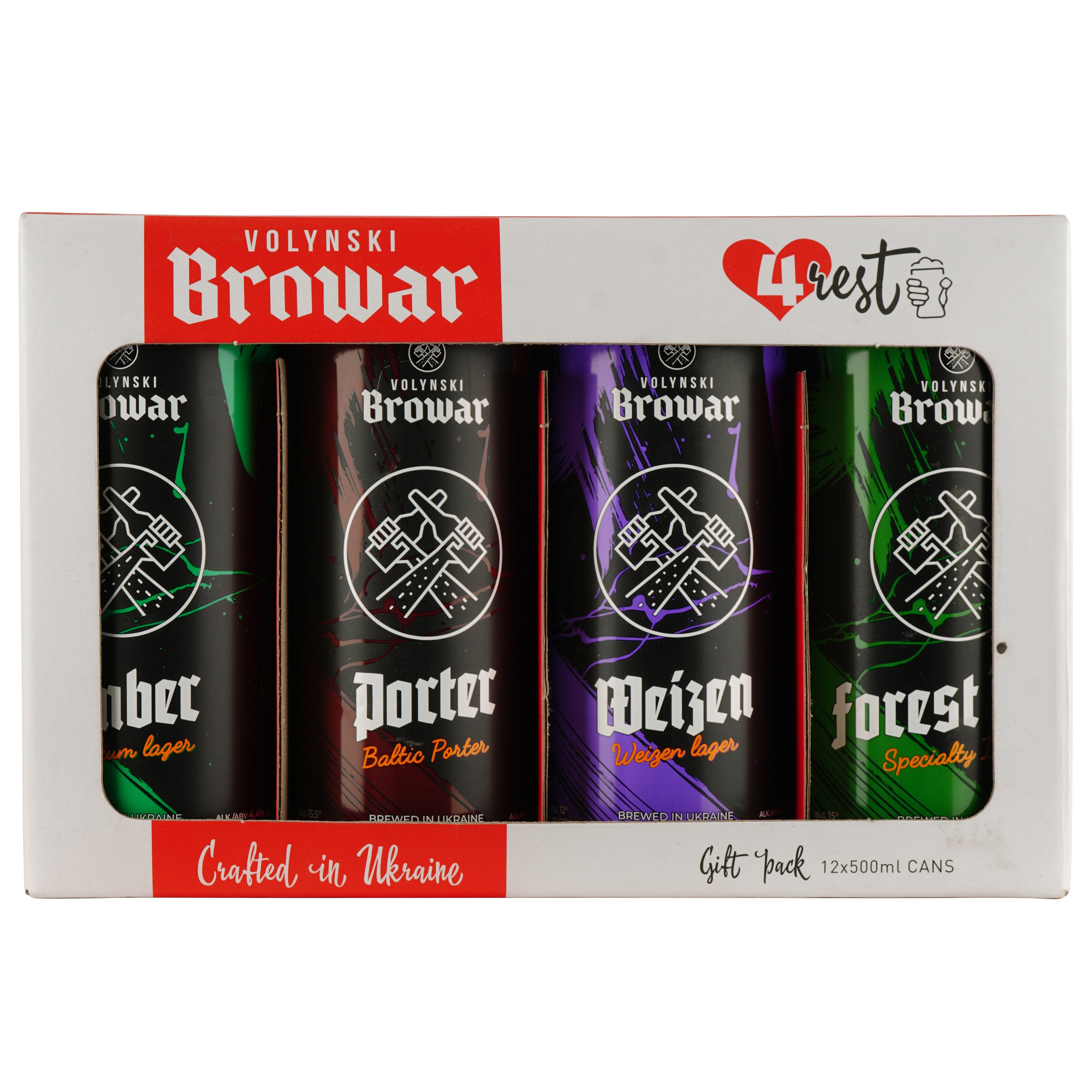 Набір пива Volynski Browar 4Rest, 4,4-5,8%, 6 л (12 шт. по 0,5 л) - фото 2