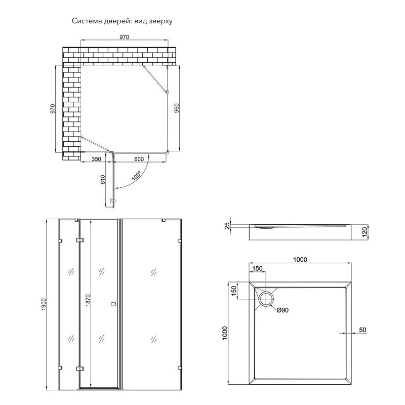 Набор душевая кабина Qtap Capricorn CRM1011SC6 + поддон Tern 202 х 100 х 100 см - фото 13