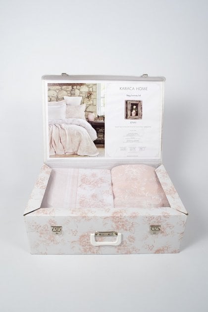 Набір постільна білизна з покривалом та пледом Karaca Home Story New pudra, євро, світло-рожевий, 8 предметів (2000022180528) - фото 2