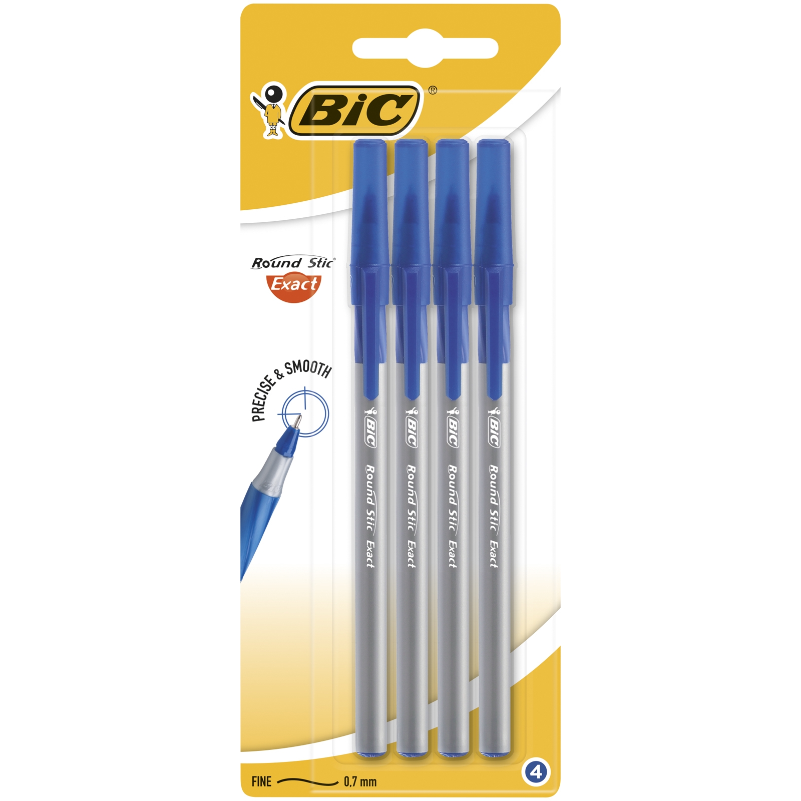 Ручка кулькова BIC Round Stic Exact, 0,36 мм, синій, 4 шт. (932857) - фото 1