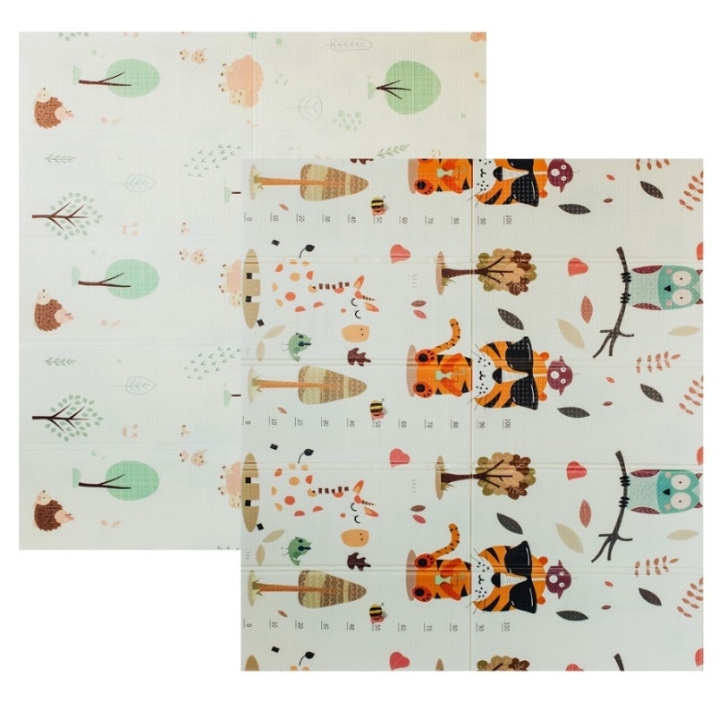 Дитячий двосторонній складаний килимок Poppet Тигреня в лісі і Молочна ферма, 200х180 см (PP001-200) - фото 1