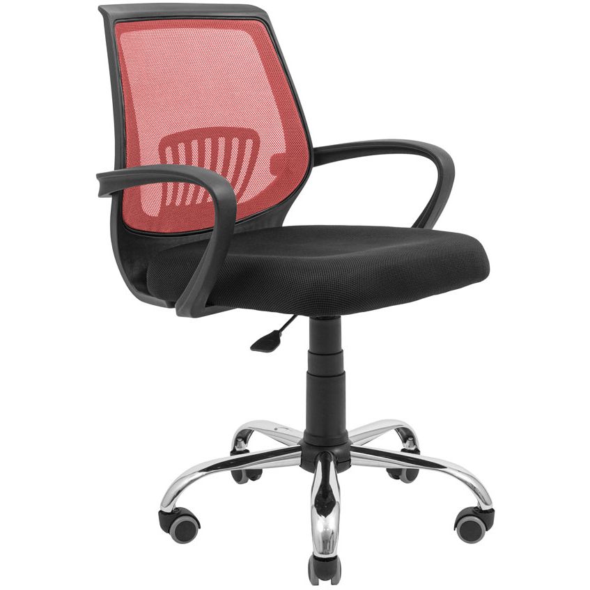 Крісло комп'ютерне Richman Стар Хром Піастра сітка чорний + червоний (RCM-1104) - фото 1