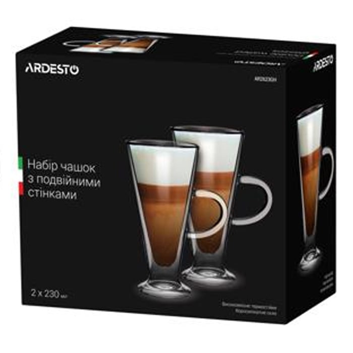Набор чашек с ручками Ardesto с двойными стенками, 230 мл, прозрачное стекло (AR2623GH) - фото 2