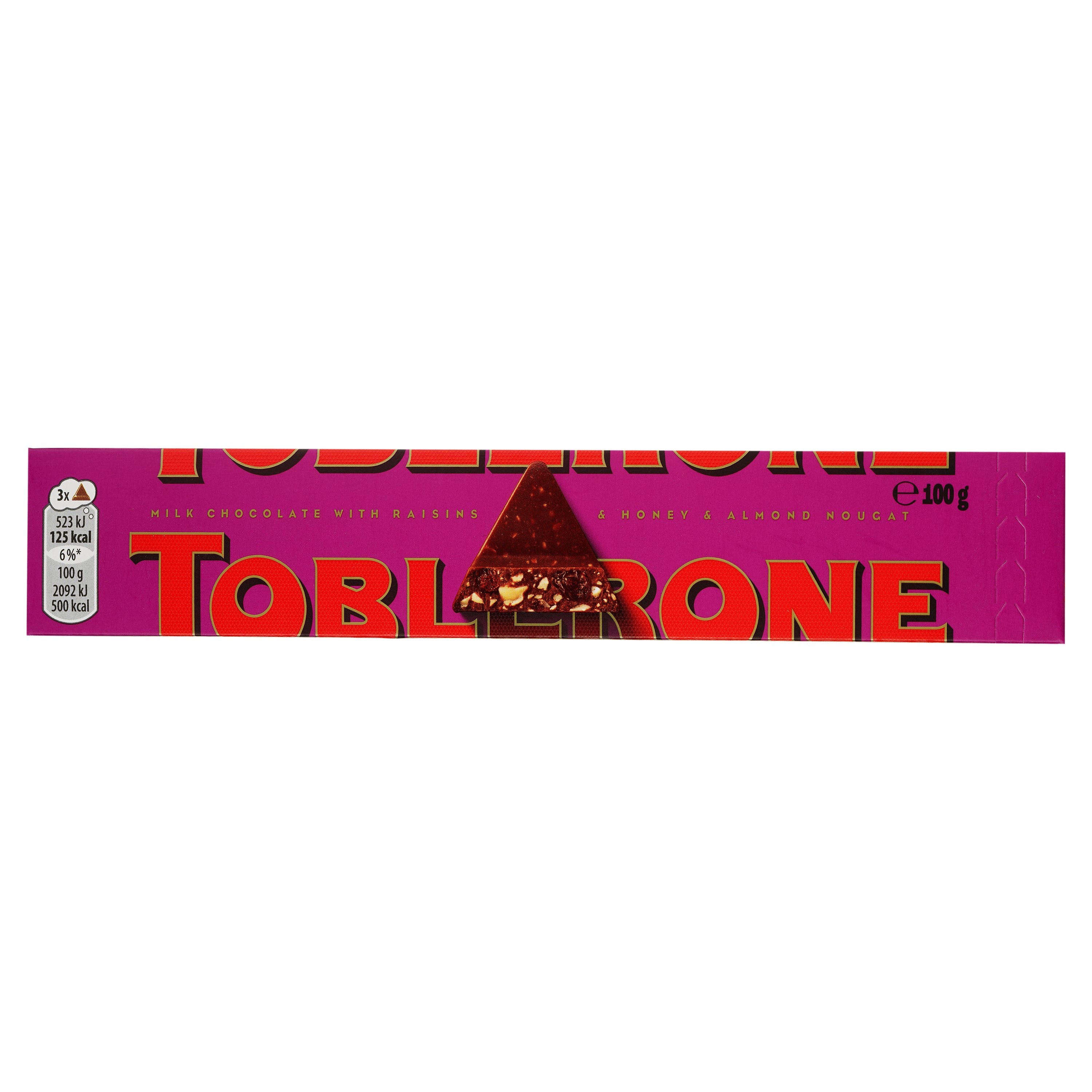 Шоколад молочний Toblerone з родзинками та нугою з меду та мигдалю, 100 г (479986) - фото 1