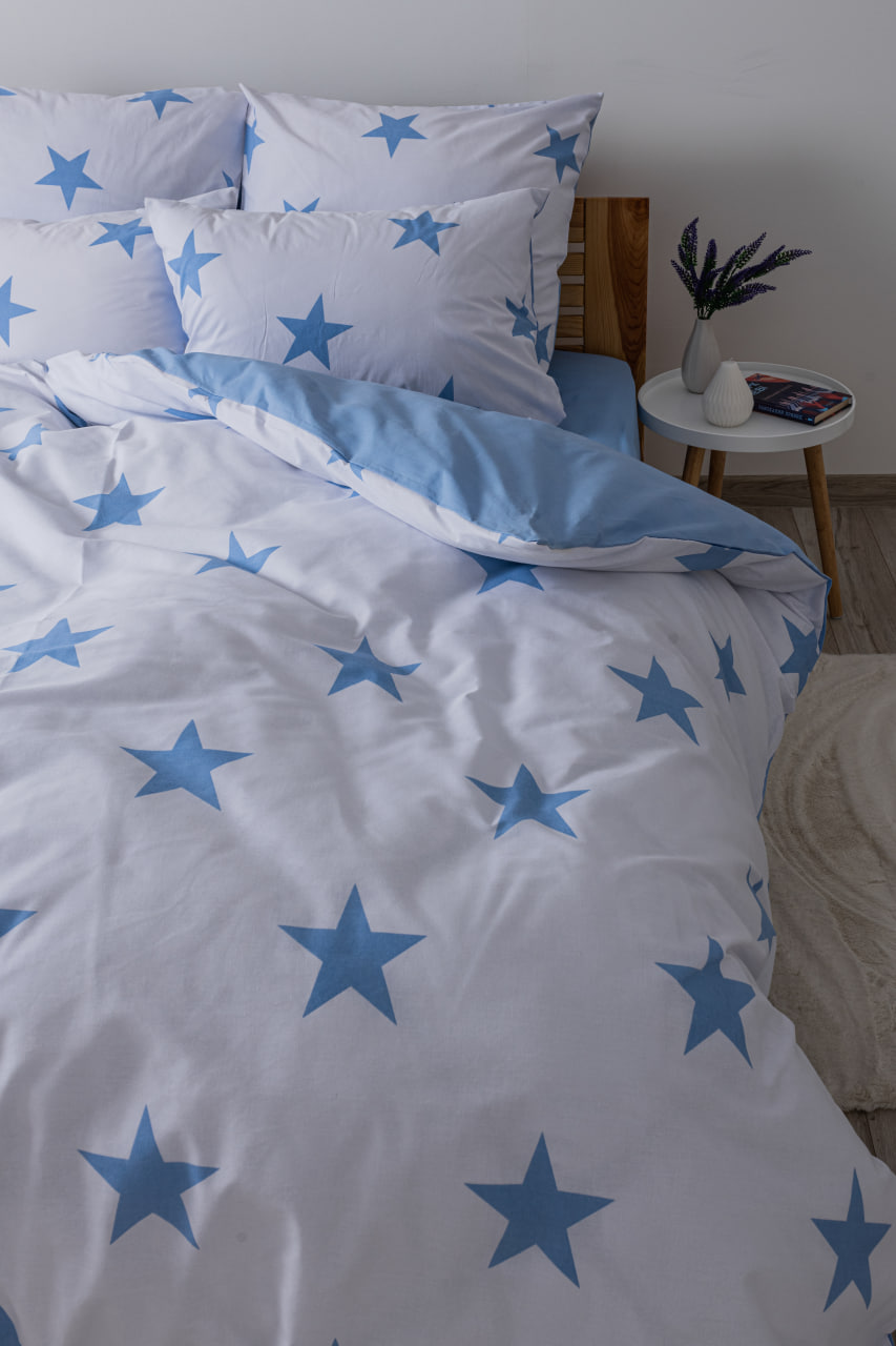 Комплект постільної білизни ТЕП Soft dreams Morning Star Blue сімейний блакитний з білим (2-03860_25320) - фото 3