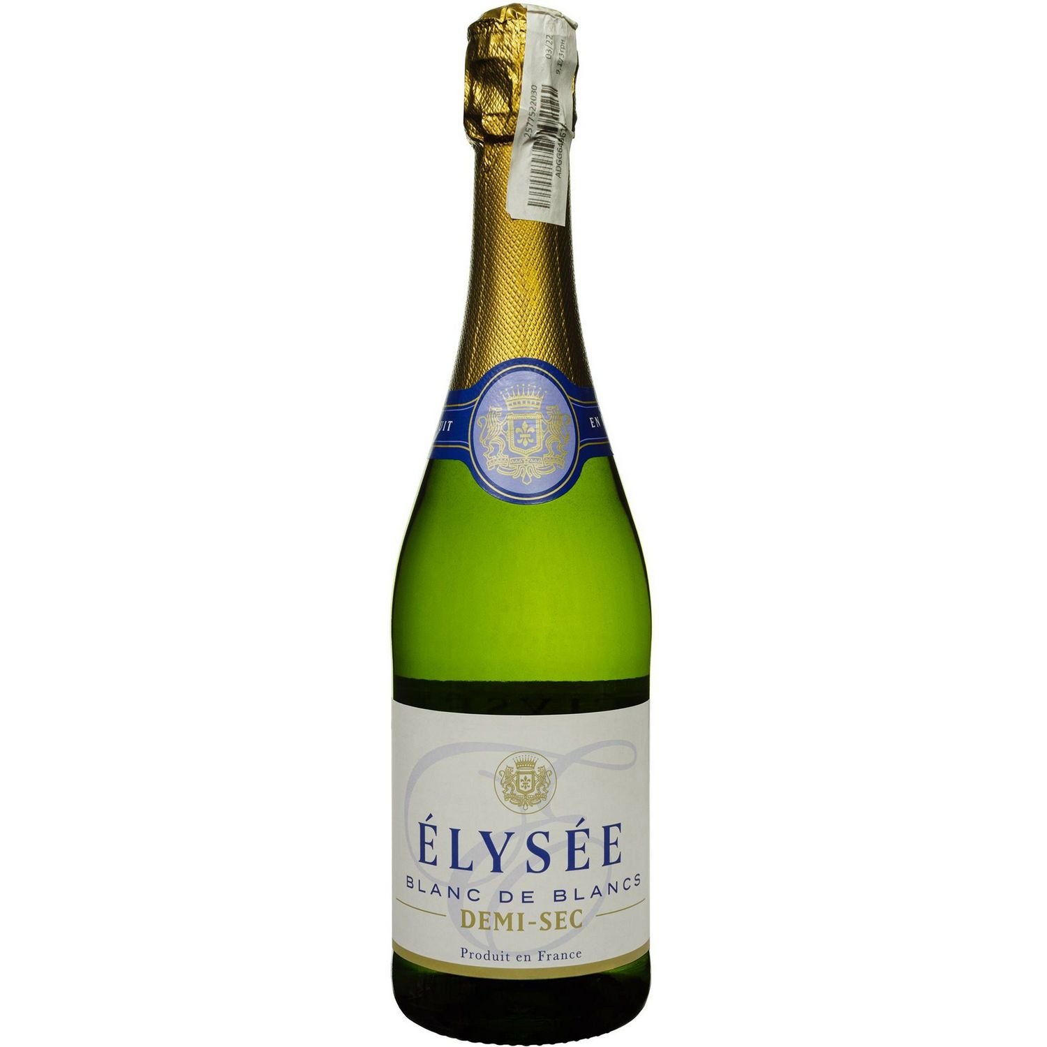 Вино ігристе Elysee Blanc De Blancs Demi-Sec, біле, напівсухе, 0,75 л - фото 1