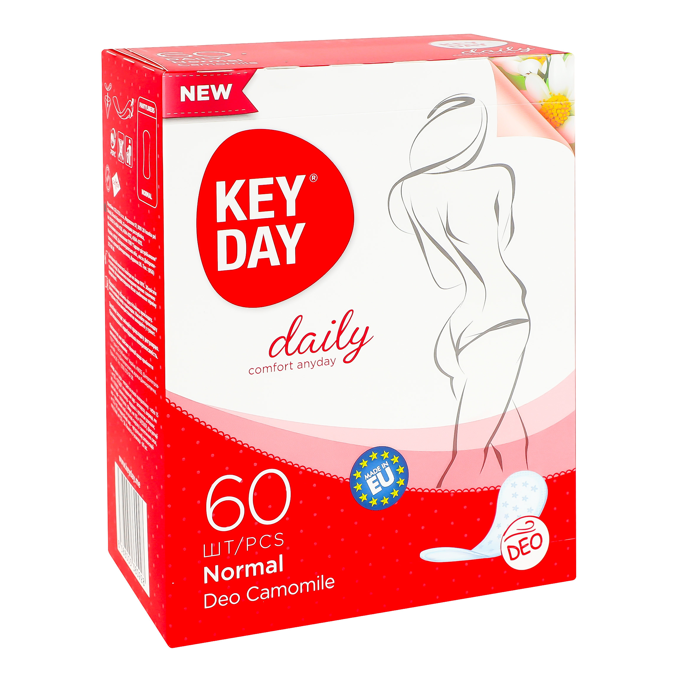Ежедневные гигиенические прокладки Key Day Daily Normal Deo Ромашка 60 шт. - фото 2