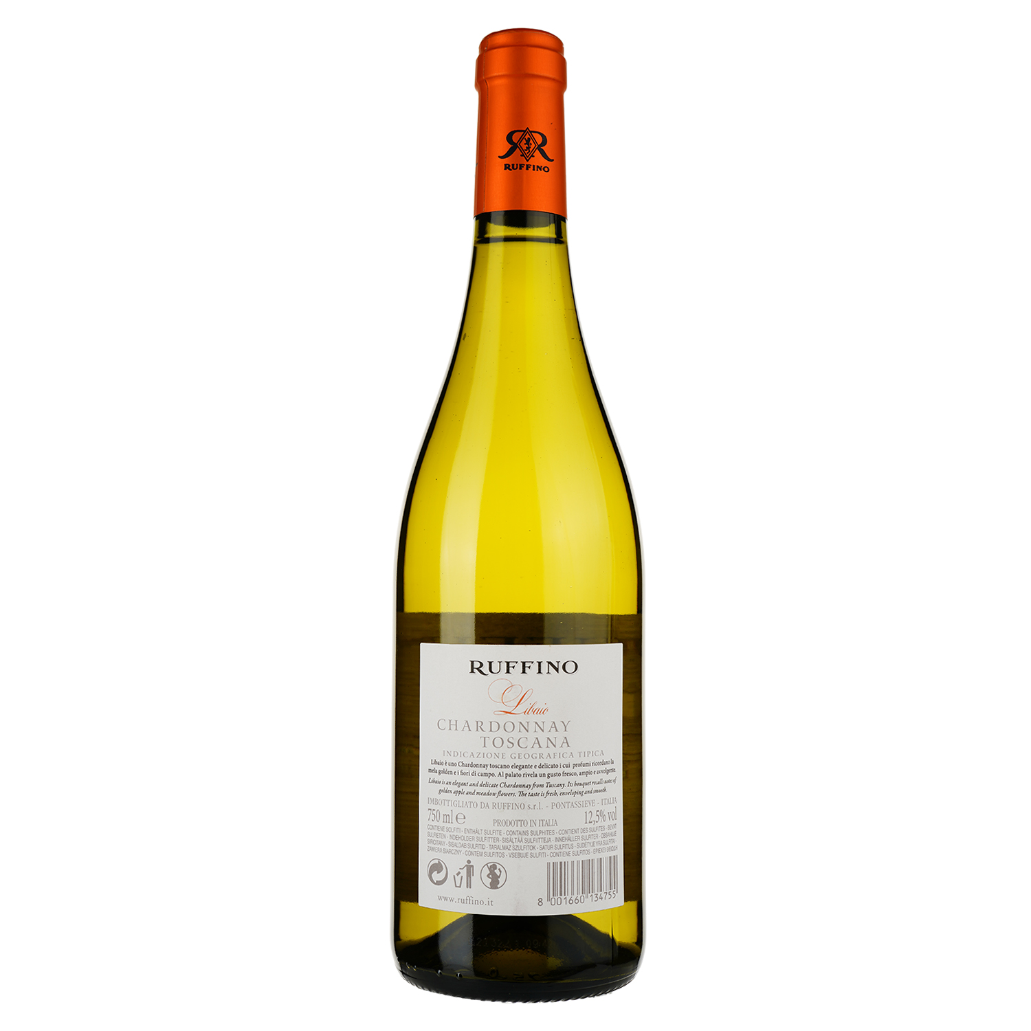 Вино Ruffino Libaio Chardonnay, белое, сухое, 0,75 л - фото 2