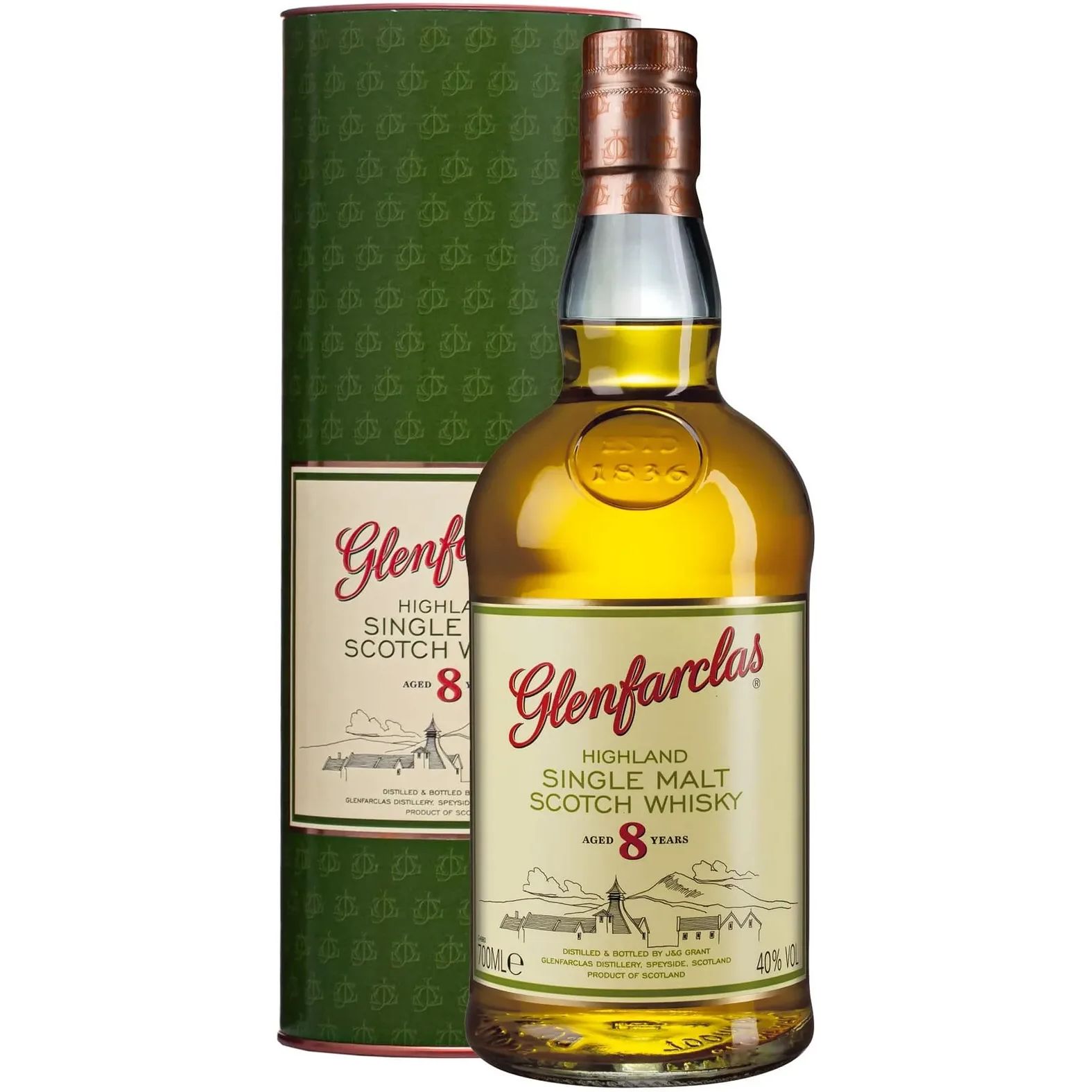 Виски Glenfarclas 8 yo Single Malt Scotch Whisky 40% 0.7 л, в подарочной упаковке - фото 1
