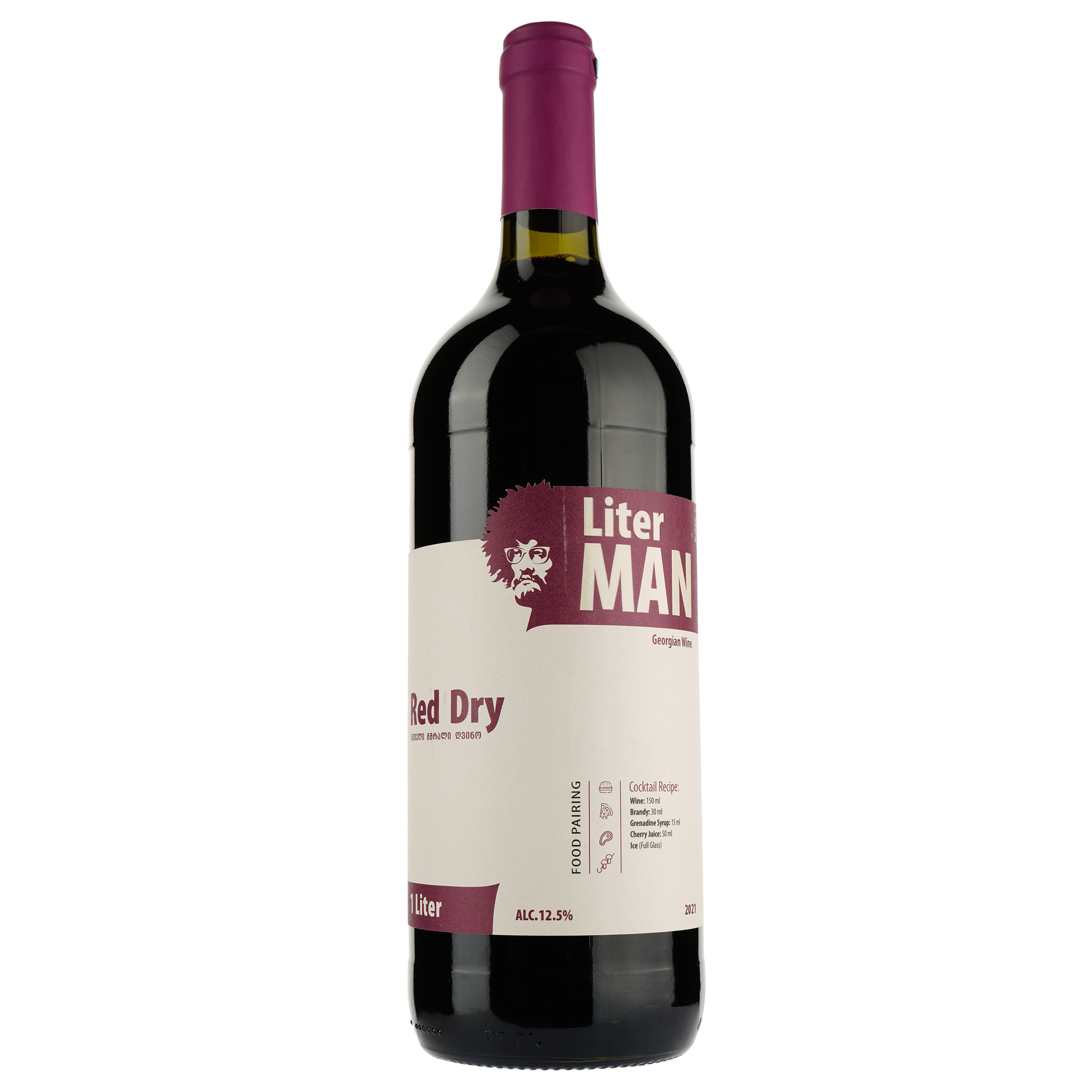 Вино Shilda Liter Man Red Dry, червоне, сухе, 1 л - фото 1