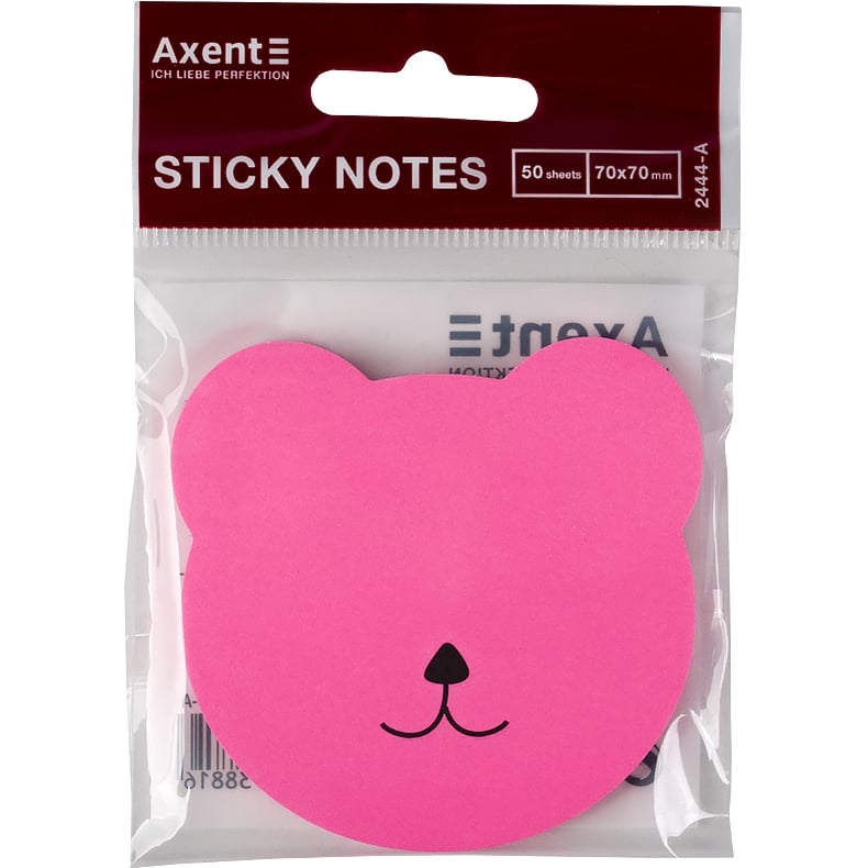 Блок бумаги с клейким слоем Axent Bear 70х70 мм 50 листов розовый (2444-01-A) - фото 2