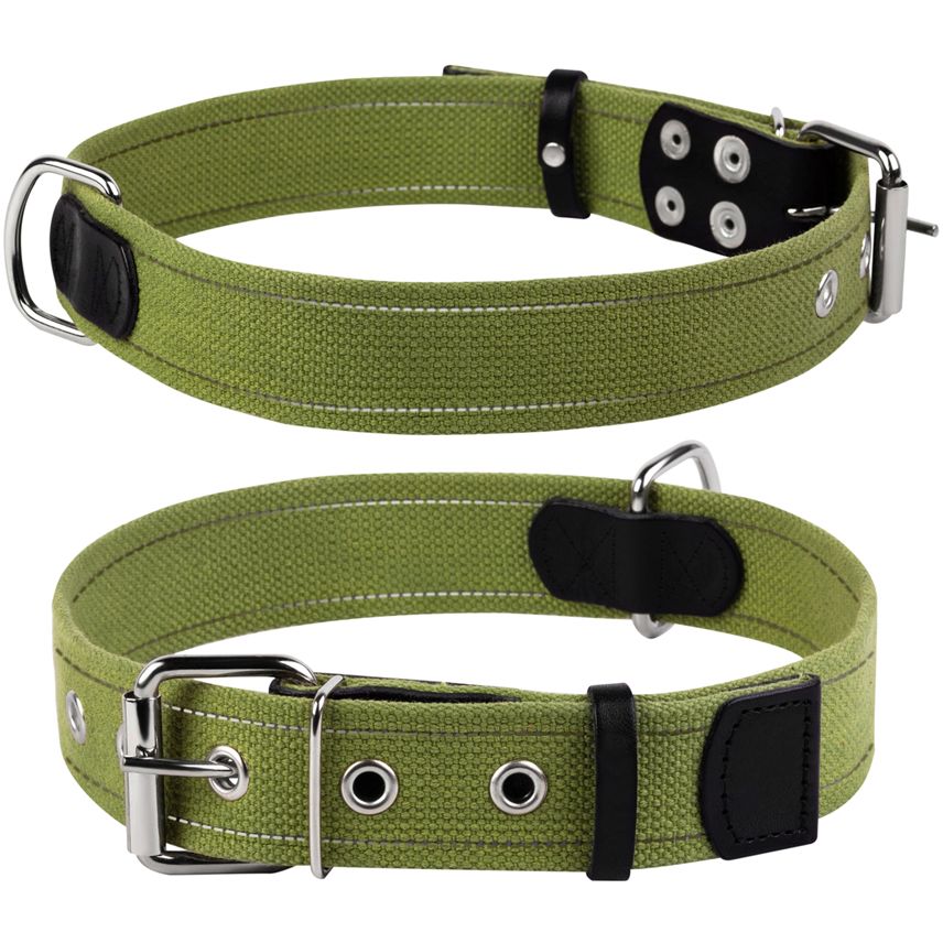 Ошейник для собак Collar, хлопчатобумажный, 56-71x4,5 см, зеленый - фото 3