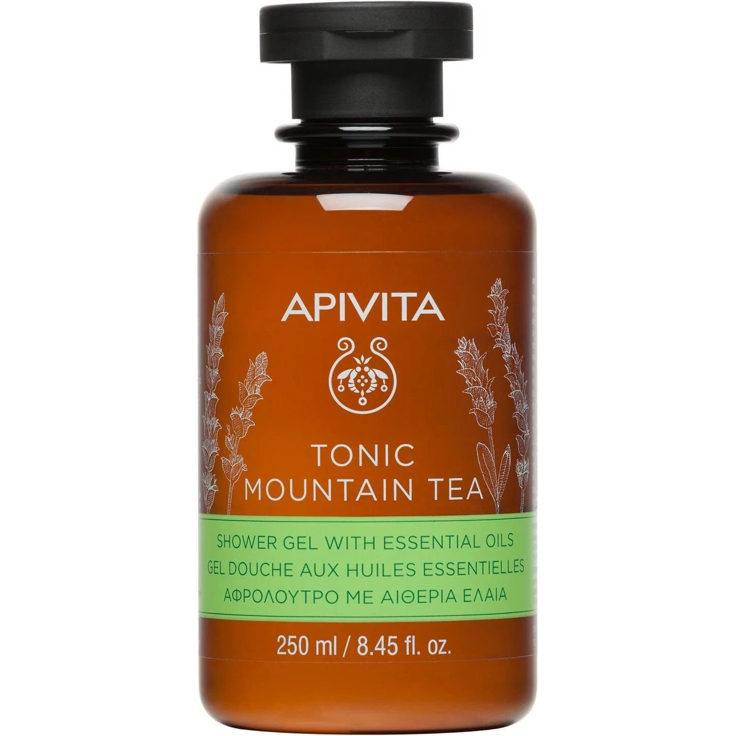 Гель для душу Apivita Tonic Mountain Tea з ефірними оліями, з гірським чаєм, 250 мл - фото 1
