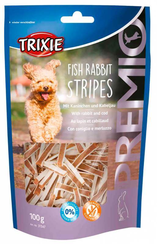 Лакомство для собак Trixie Premio Fish Rabbit Stripes, с кроликом и треской, 100 г - фото 1