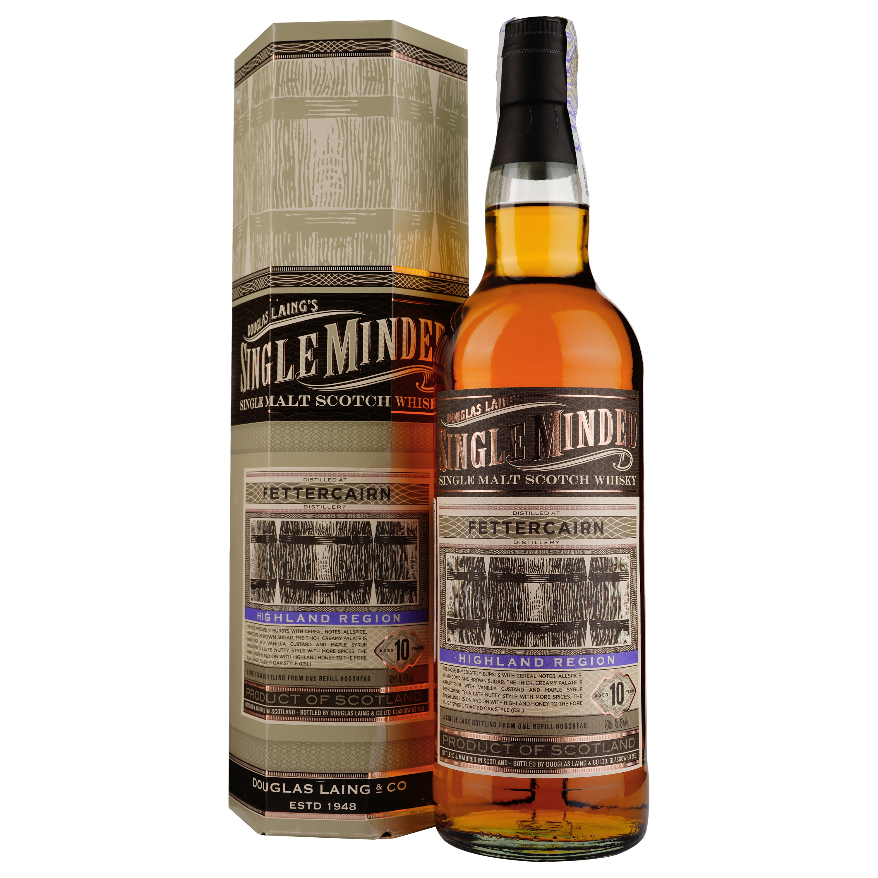 Виски Single Minded Fettercairn Single Malt Scotch Whisky, 43%, 0,7 л - фото 1
