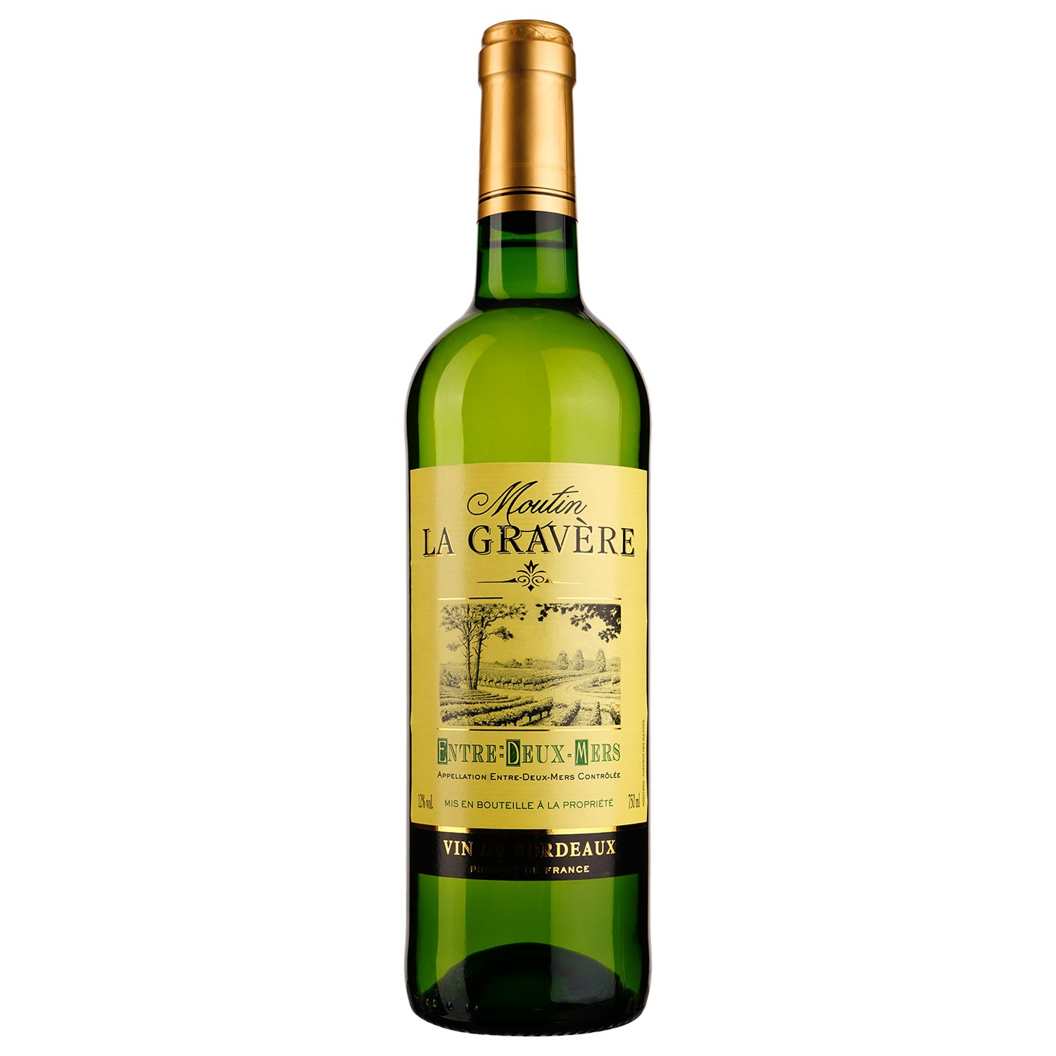 Вино Moutin La Gravere Entre Deux Mers AOP, белое, сухое, 0,75 л - фото 1