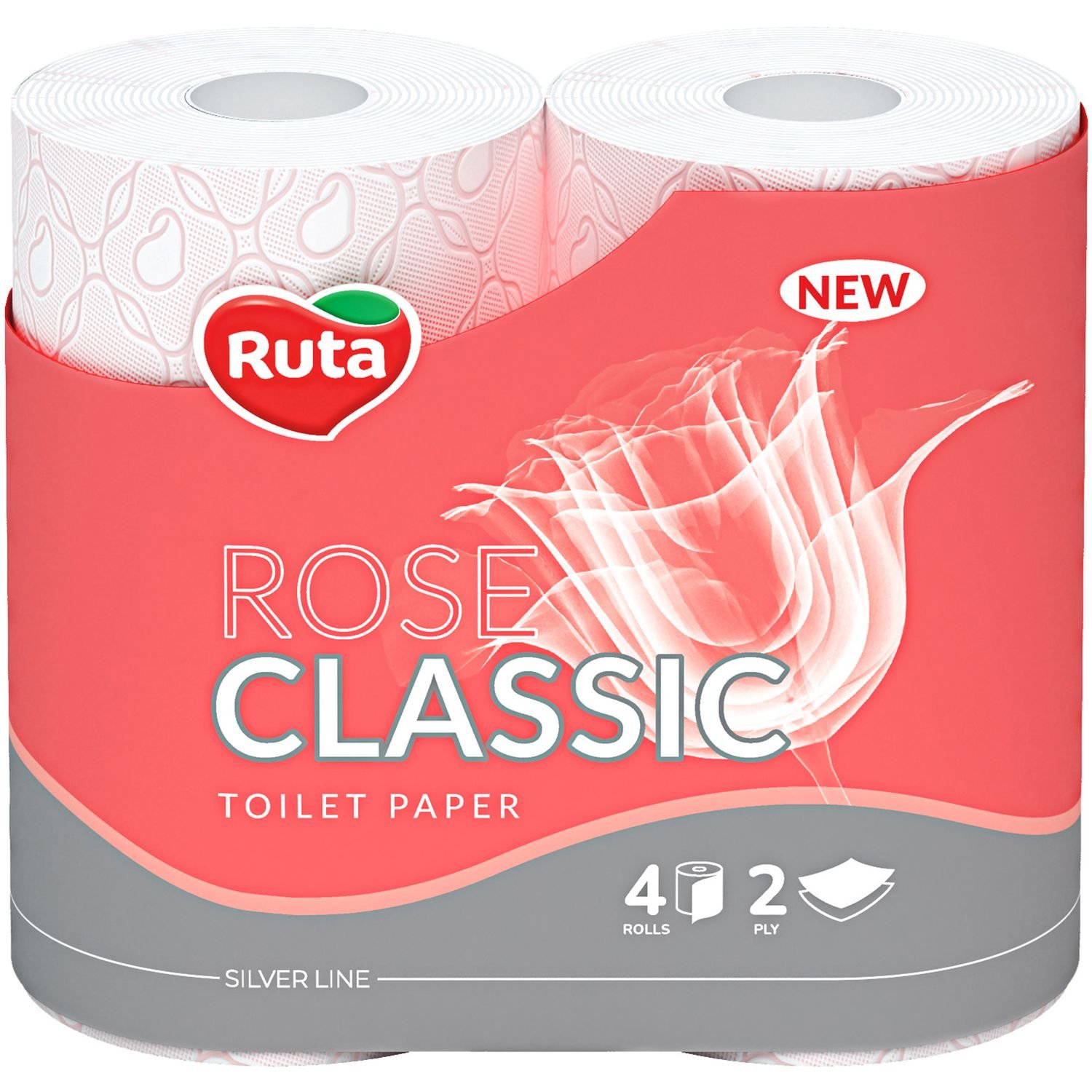 Туалетная бумага Ruta Classic Rose, двухслойная, 4 рулона, розовый - фото 1