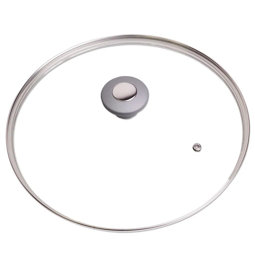 Кришка для посуду Kamille скляна універсальна з металевим обідком 28см 0826GR (KM-0826GR) - фото 1