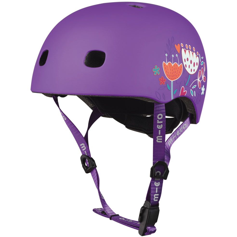Фото - Шолом велосипедний Micro Захисний шолом  52-56 см фіолетовий з квітами  (AC2138BX)