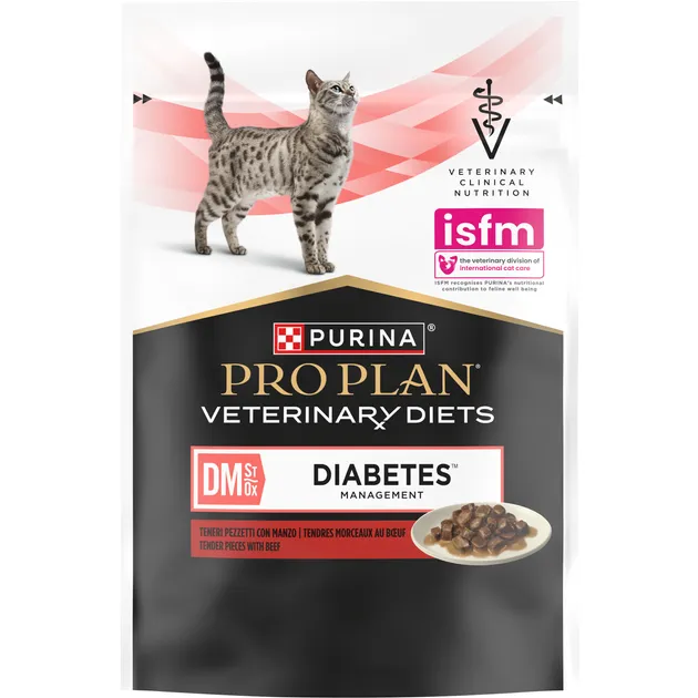 Набір паучів Purina Pro Plan Veterinary Diets DM St/Ox Diabetes Managment для регулювання глюкози шматочки у підливці з яловичиною 10 шт. х 85 г - фото 3