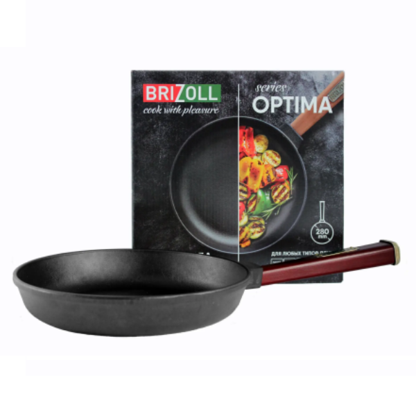 Cковорода Brizoll Optima-Bordo чугунная с ручкой, 28х4 см (O2840-P2) - фото 3