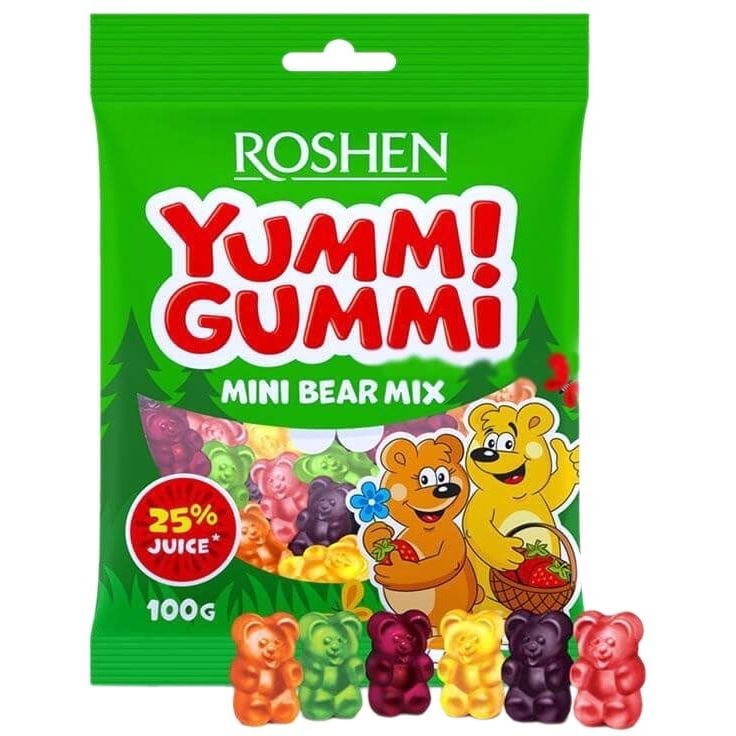Конфеты желейные Roshen Yummi Gummi Mini Bear Mix 100 г (742881) - фото 1