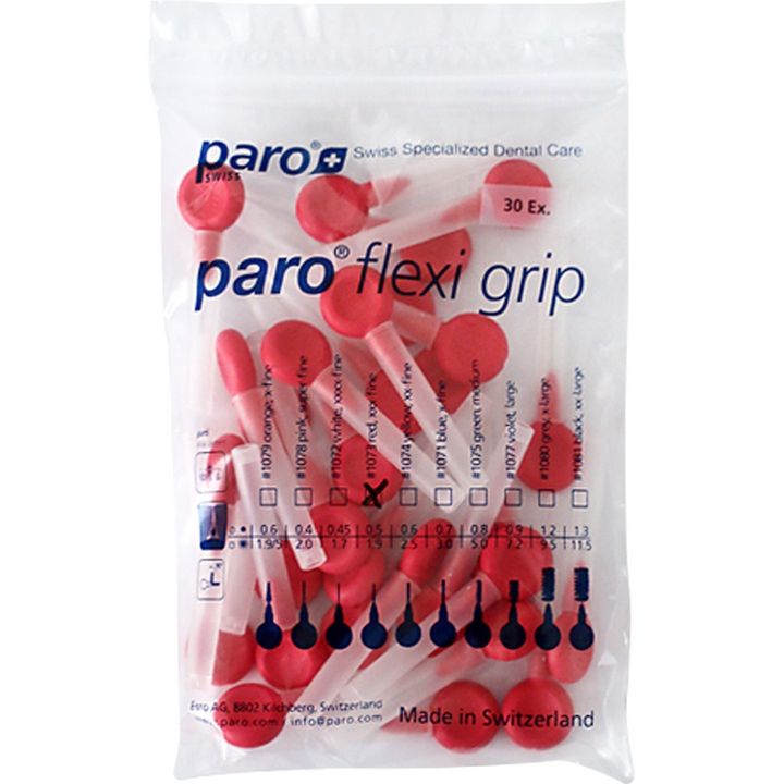 Набір міжзубних щіток Paro Swiss Flexi Grip XXX-тонкі 1.9 мм з ковпачком червоний 30 шт. - фото 2
