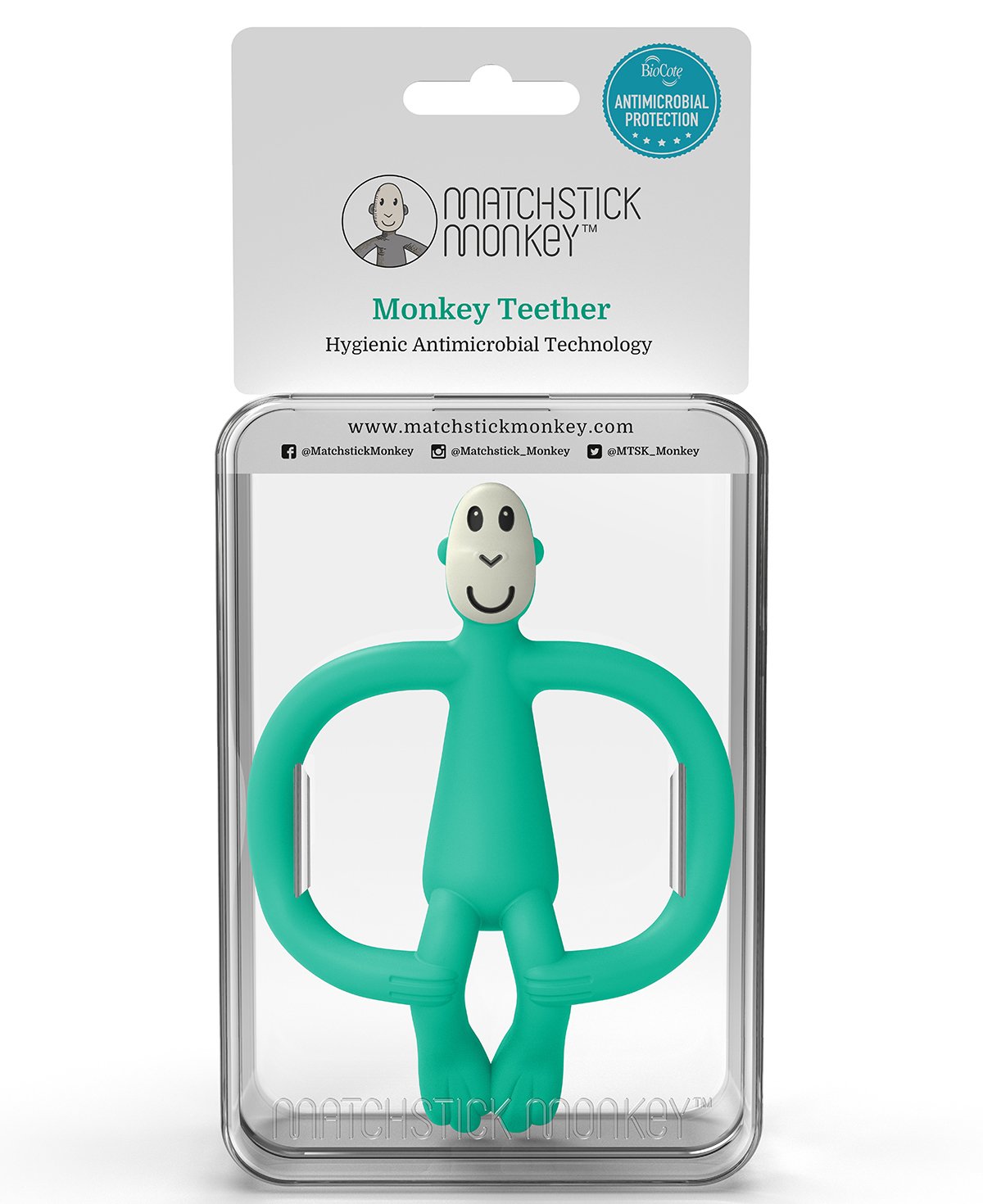 Игрушка-прорезыватель Matchstick Monkey Обезьянка, без хвоста, 11 см, зеленая (MM-ONT-016) - фото 4