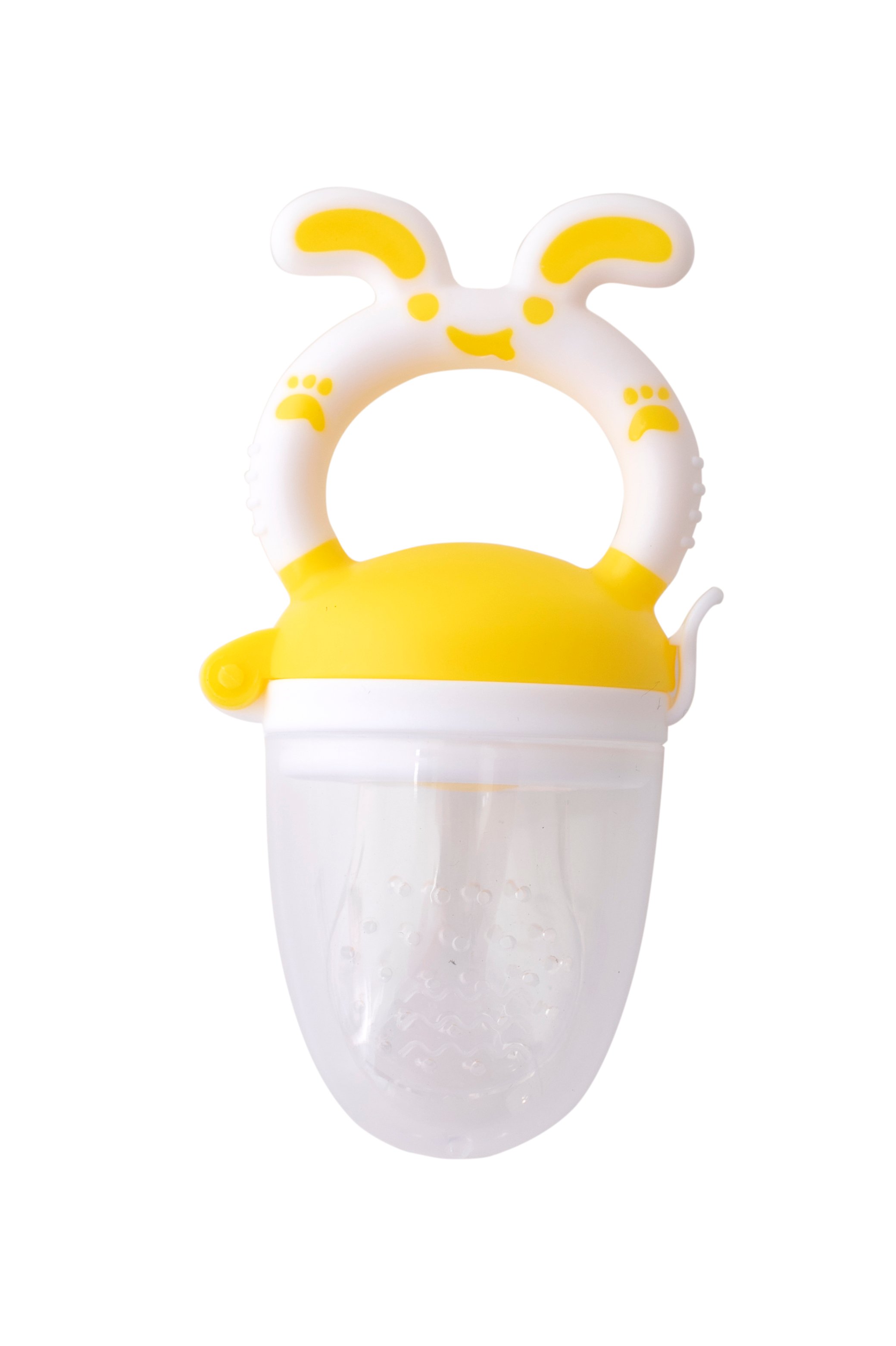 Набор: Ниблер силиконовый Baby Team, желтый (6203 желтый) + Тарелка секционная Baby Team Кот, 120 мл, белый (6000_пес_белый) - фото 2