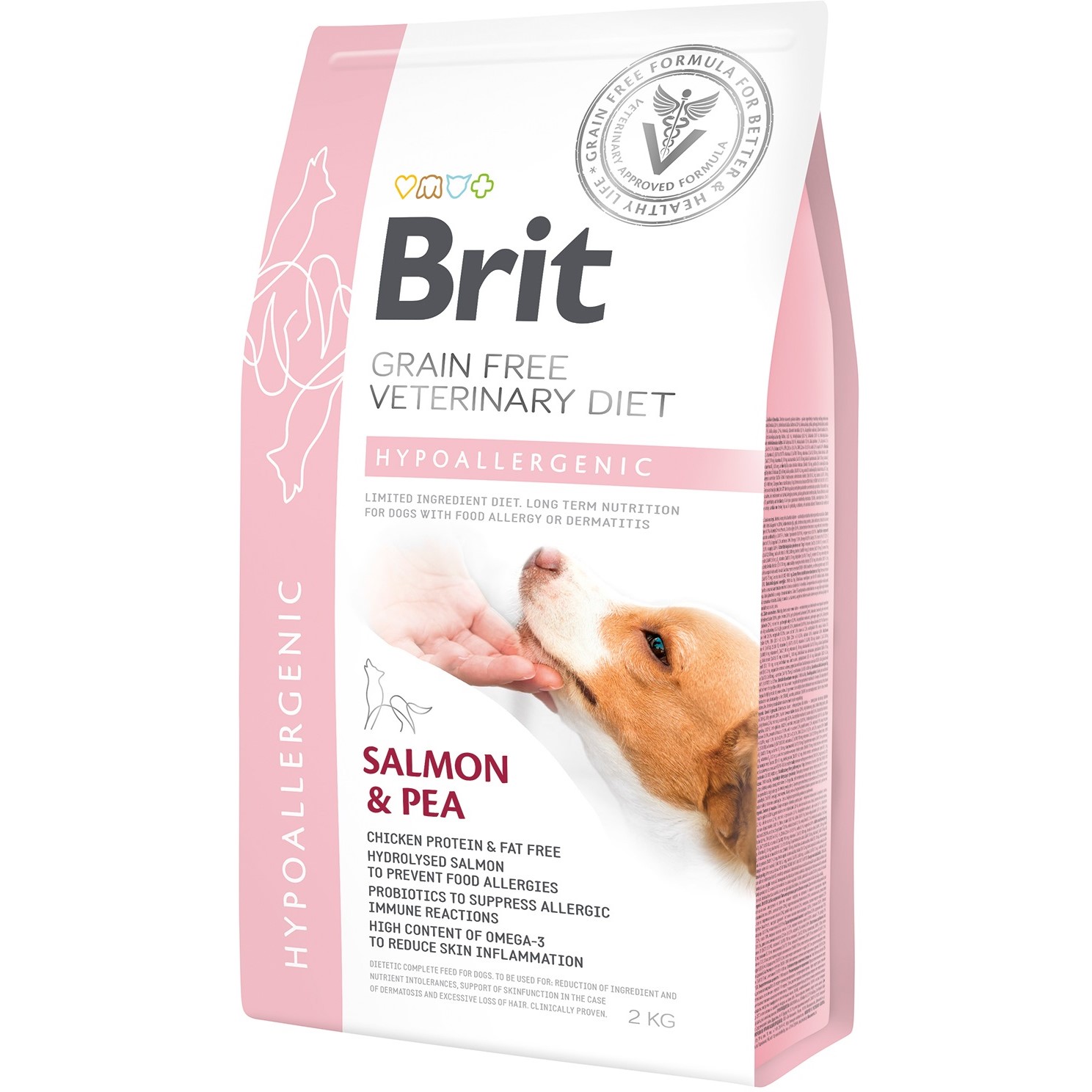 Сухий корм для будь-якого віку собак Brit VetDiets Grain Free Hypoallergenic при харчовій алергії з лососем, горохом і гречкою 2 кг - фото 1