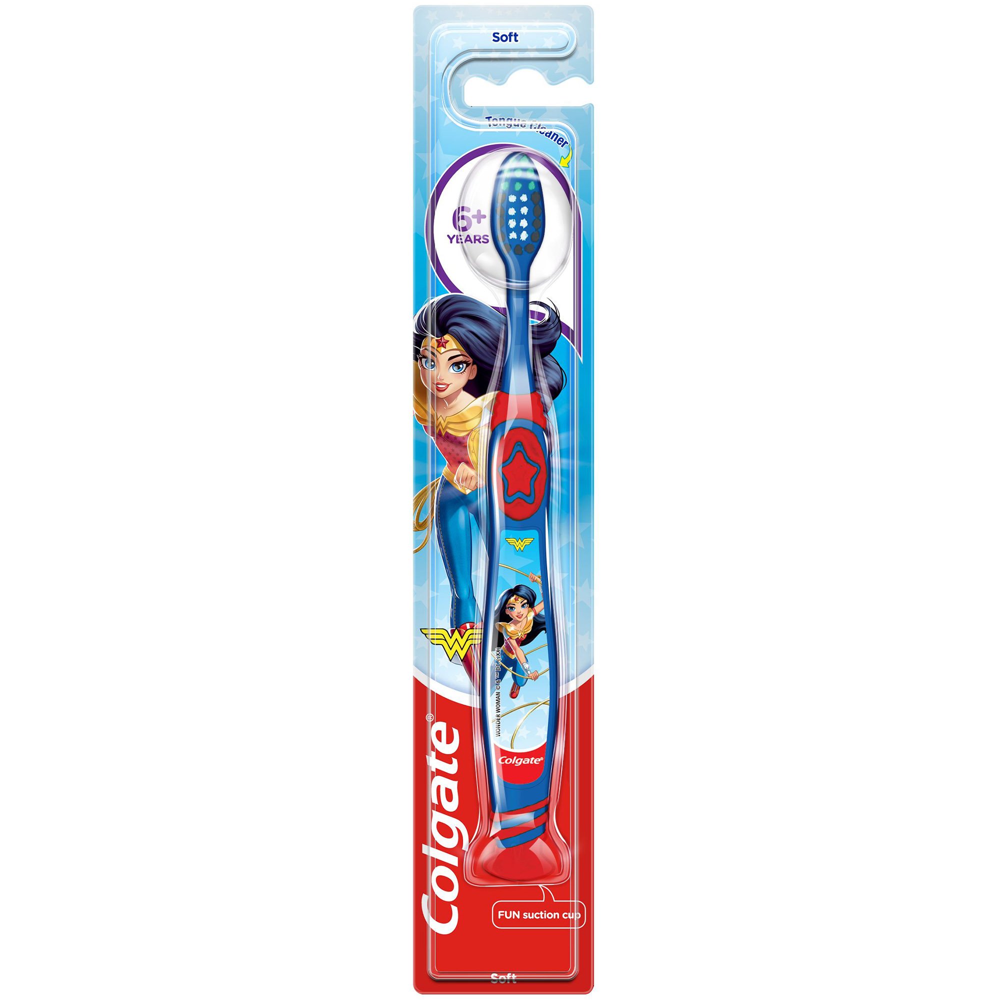 Дитяча зубна щітка Colgate Kids Batman/Wonderwoman 6+ м'яка на присосці в асортименті - фото 2