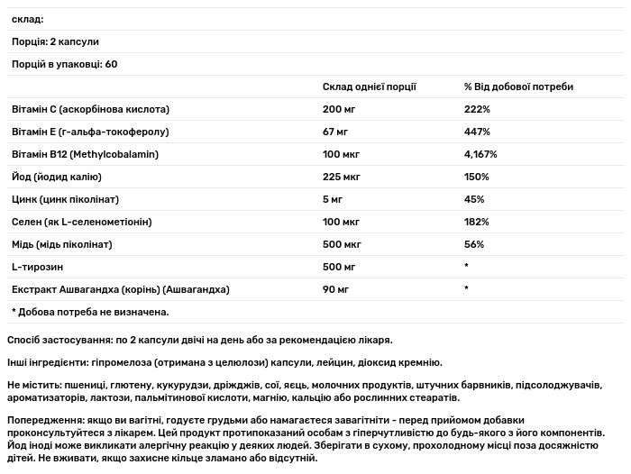 Поддержка щитовидной железы Thorne Thyrocsin 120 капсул - фото 3