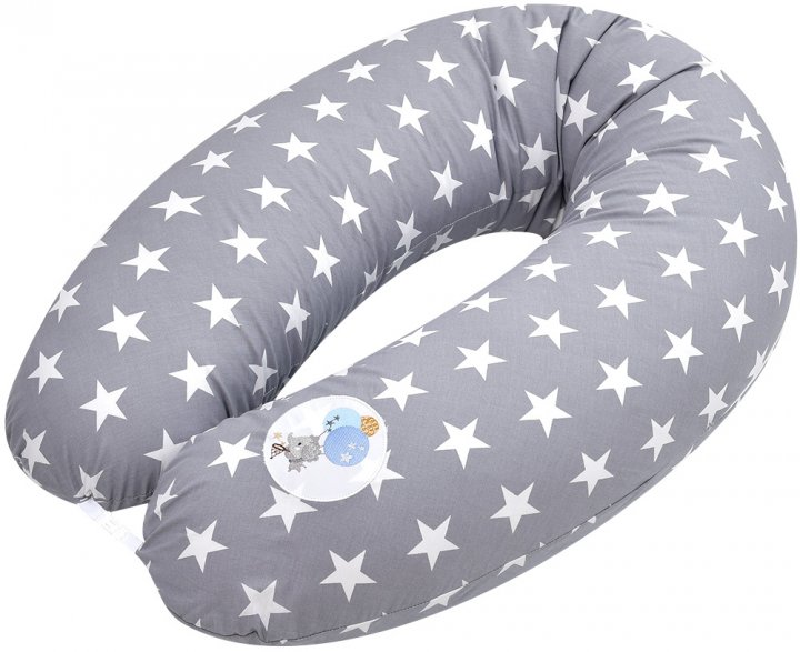 Подушка для вагітних та годування Papaella Зірки, 190х30 см, сірий (8-31885) - фото 1