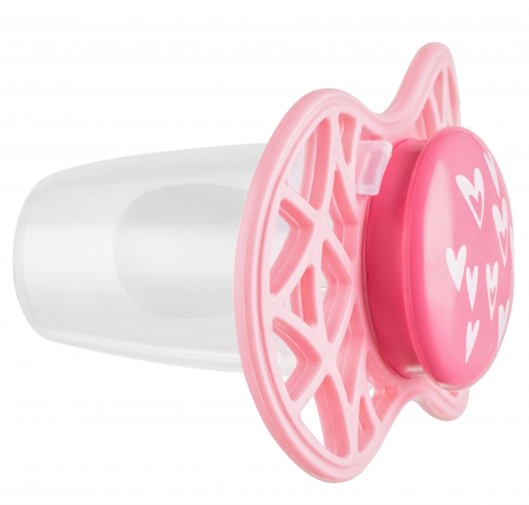 Силіконова симетрична пустушка Nuvita Air55 Cool Серця, 6-12 міс., рожевий (NV7085PY) - фото 2