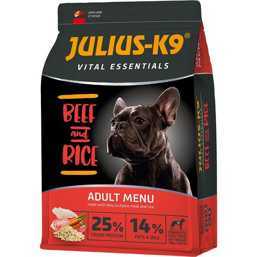 Сухий корм для собак Julius-K9 HighPremium Adult Vital Essentials, Яловичина та рис, 3 кг - фото 1