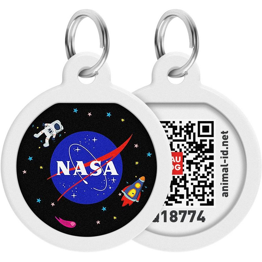 Адресник для собак и кошек Waudog Smart ID с QR паспортом NASA, S, диаметр 25 мм - фото 1