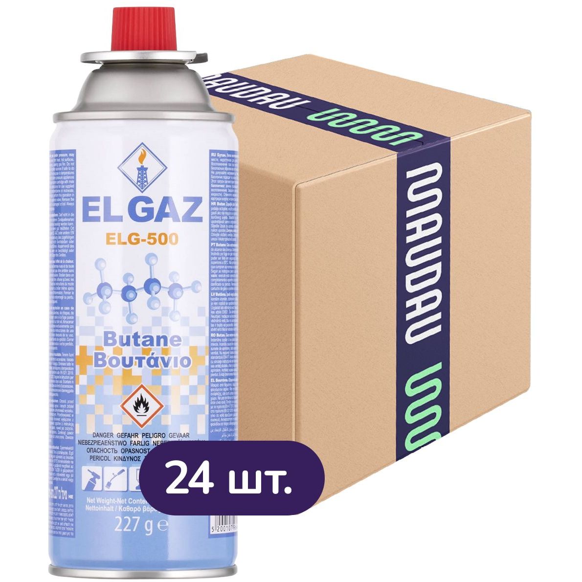 Балон-картридж газовий El Gaz ELG-500 цанговий бутан 5.448 кг (227 г х 24 шт.) (104ELG-500-24) - фото 1