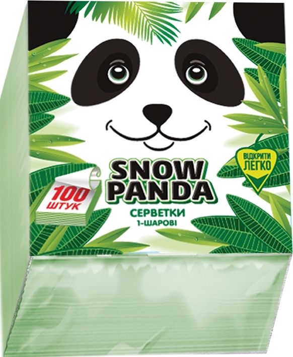 Одношарові паперові серветки Сніжна Панда, зелений, 100 шт. - фото 1