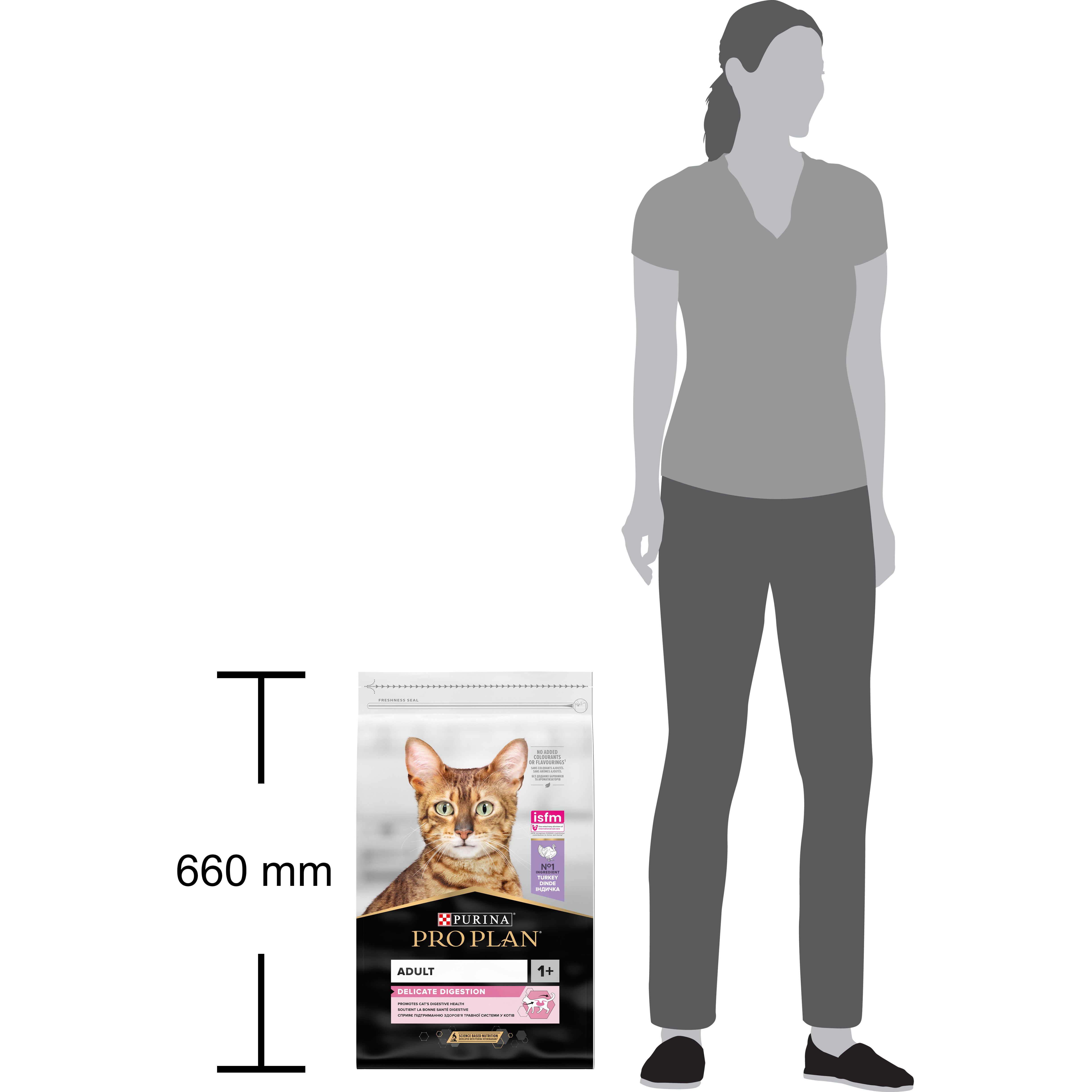 Сухой корм для взрослых кошек с чувствительным пищеварением Purina Pro Plan Adult 1+ Delicate Digestion, с индейкой, 10 кг (12434342) - фото 4