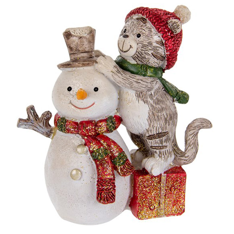 Фигурка декоративная Lefar Тигр и снеговик 10 см коричневый (192-169) - фото 1