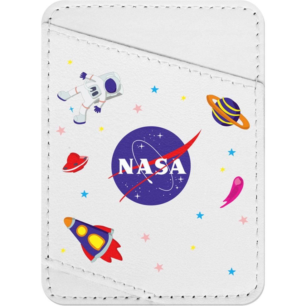 Холдер для карт Waudog Design NASA, кожа, 9,5х7 см, белый - фото 1