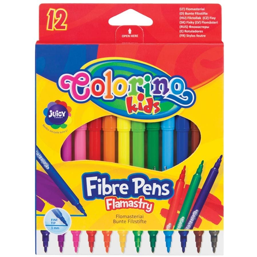 Фломастери Colorino Fibre Pens, 12 кольорів (14588PTR/1) - фото 1