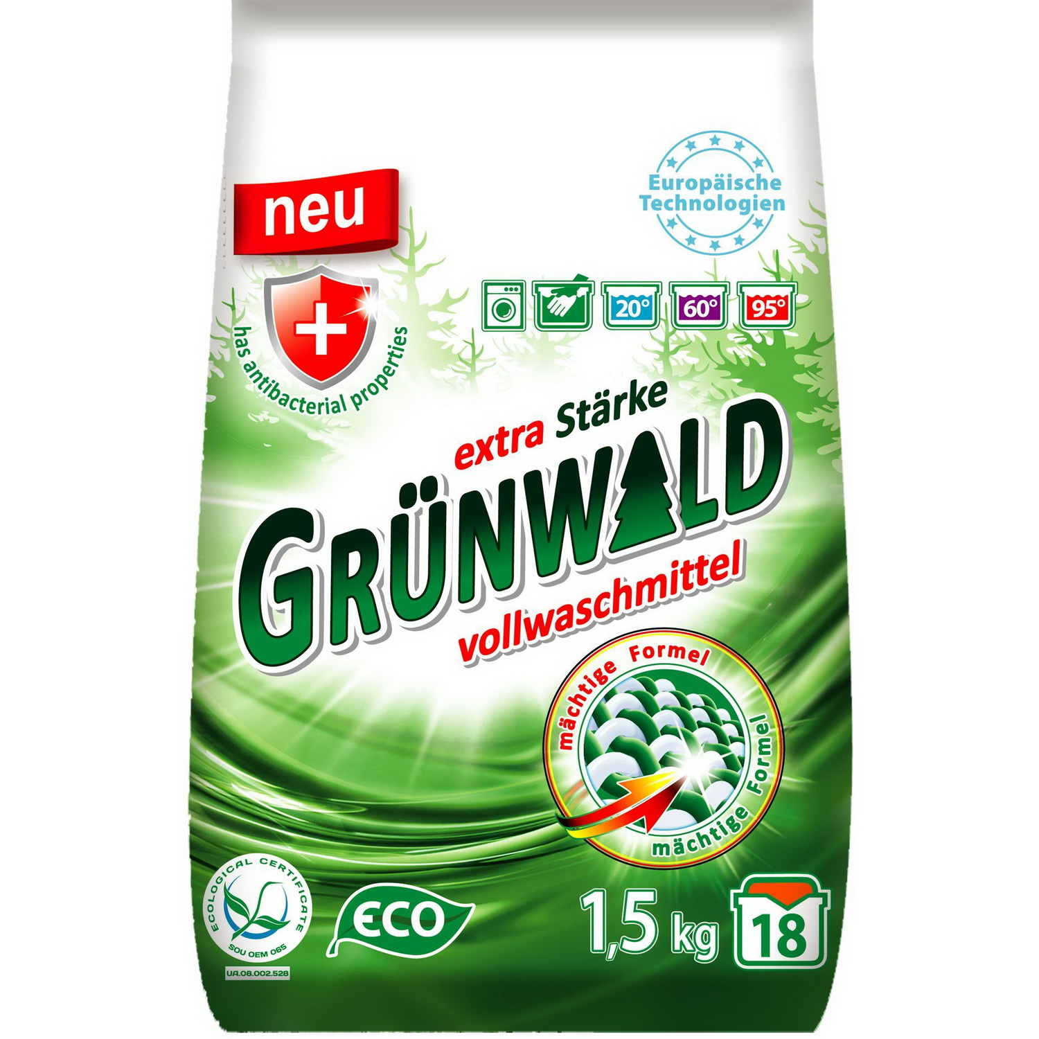 Фото - Стиральный порошок Порошок пральний Grunwald Eco універсальний, Гірська Свіжість, 1,5 кг